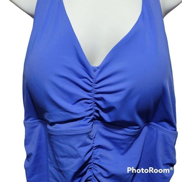 Swimsuits For All Womens Plus Size 24 Shirred Halter One Piece Swimsuit NEW - Picture 6 of 12